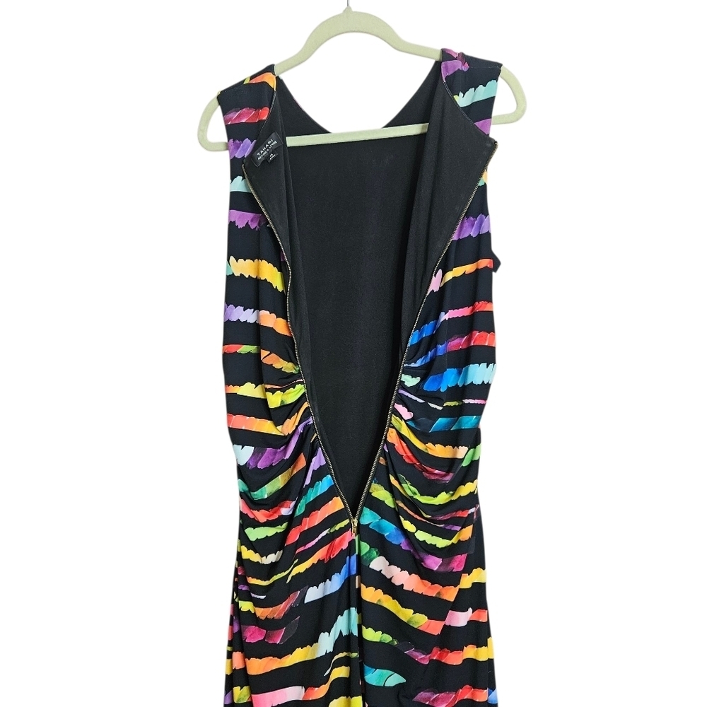 Tahari Arthur S. Levine Rainbow Paint Swatch Sheath Lined Dress Sleeveless sz 14 - Picture 5 of 9